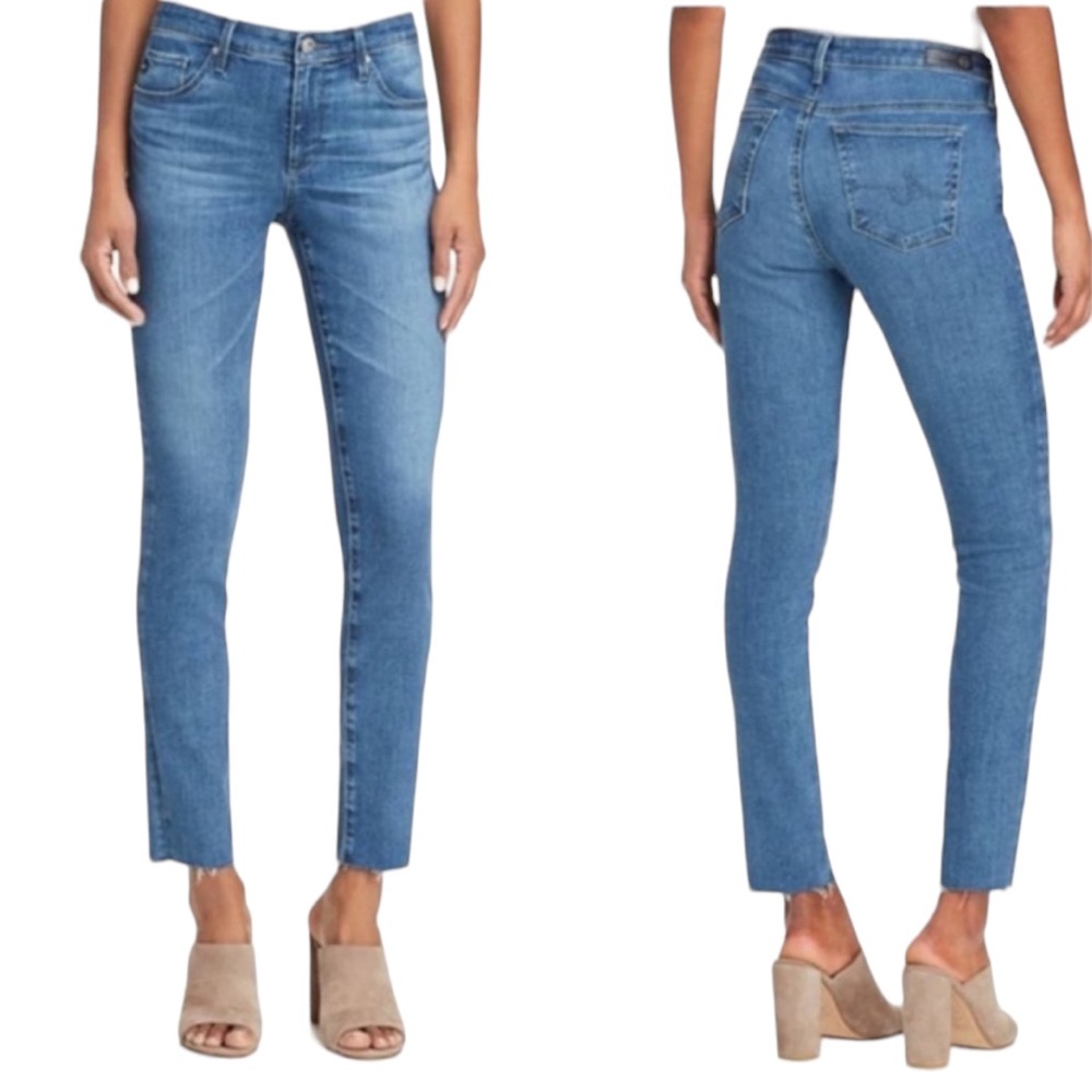 AG Adriano Goldschmied Stevie Slim Straight Ankle Raw Hem Edge Jeans size 28